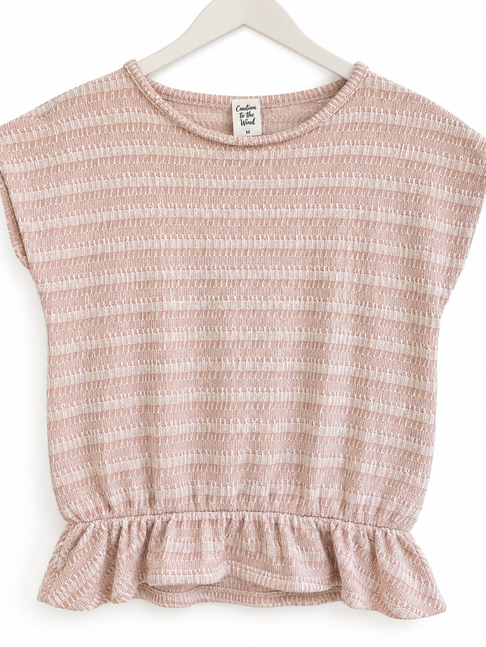 Caution To The Wind Médium Blush Pink Wrap Top-Surplice Peplum Top Size M